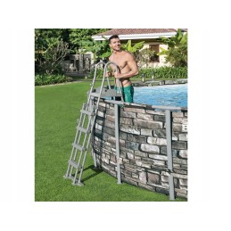 Bestway saugios, neslidžios metalinės baseino kopėčios 132cm 58332