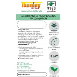 Agrotkanina czarna profi pp uv 100g m2 80cm 50mb