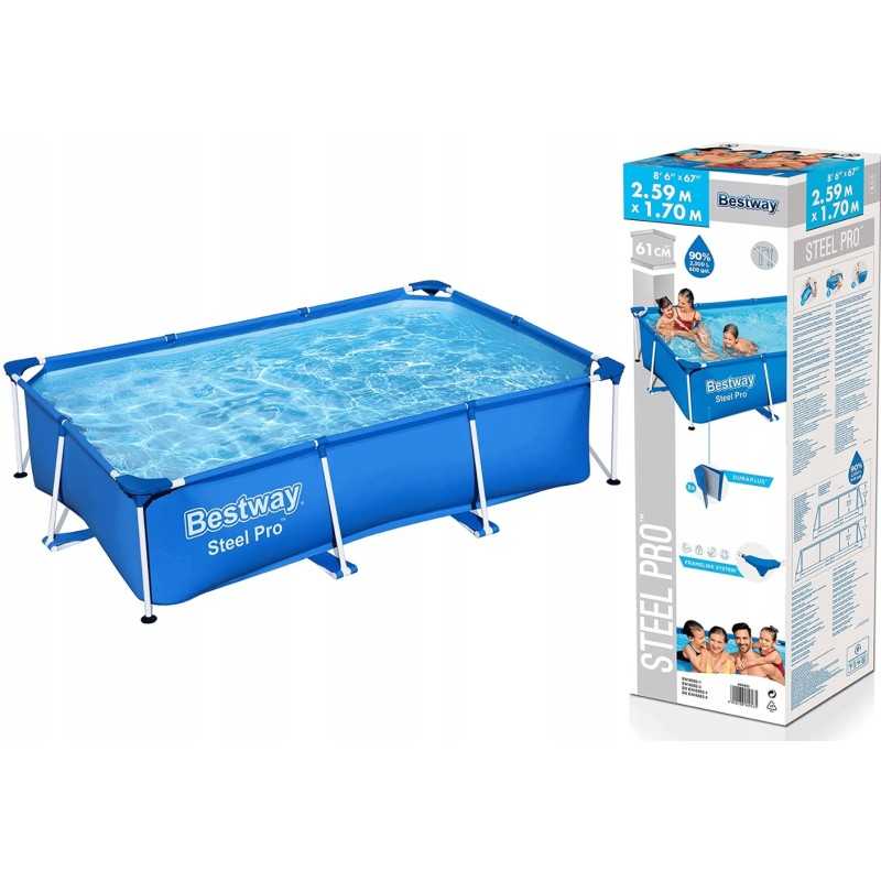 Stačiakampio rėmo baseinas 259x170x61cm 56403