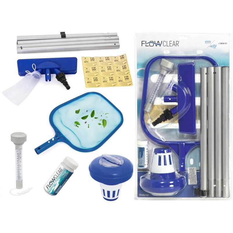 Pilnas Bestway baseino valymo rinkinys, dulkių siurblys, skimeris, plūdė