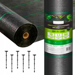 ⭐Agrotekstilė Agrotekstilė piktžolėms 70g juoda 1,1x50m UV 3% tvirti inkarai⭐