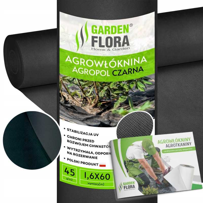 Juoda agrotekstilė piktžolėms 45g tamsus audinys nuo piktžolių 1,6x60m