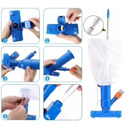 Baseino dulkių siurblys, pilnas baseino valymo rinkinys, teleskopinis stulpas