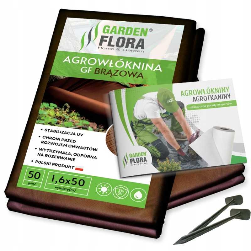 Agro neaustinė medžiaga agro gf brown_1,6x50 + smeigtukai 12,5 cm