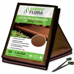 Agro neaustinė medžiaga agro gf brown_1,6x50 + smeigtukai 12,5 cm