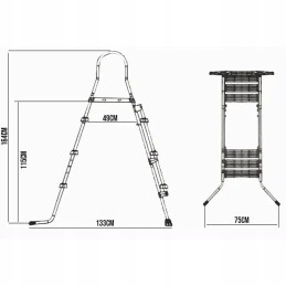 Kopėčios, baseino kopėčios, laipteliai, 00091, sauga, 164 cm