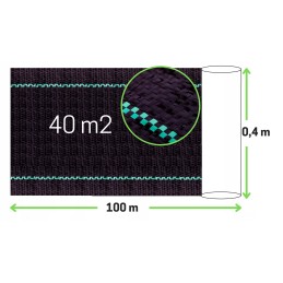 Juoda agrotekstilė piktžolėms, storas, stiprus UV kilimėlis, 100g, 0,4 x 100m