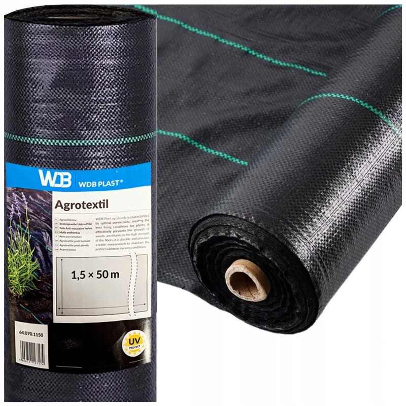 Agrotkanina agrotekstilė juoda 1,5x50m 90g/m² piktžolių mulčiavimo kilimėlis