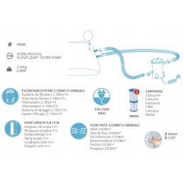 Baseino filtro siurblys, kurio talpa 3m3 h bestway 58386
