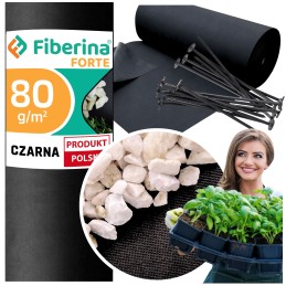 Stora agrotekstilė black fiberina forte premium 0,5x100m 80g Lenkija + smeigtukai 50 vnt.