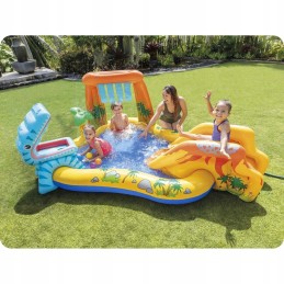 Dinozaurų žaidimų aikštelė su čiuožykla 249 x 191 x 109 cm intex 57444