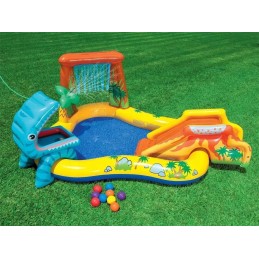 Dinozaurų žaidimų aikštelė su čiuožykla 249 x 191 x 109 cm intex 57444