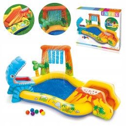 Dinozaurų žaidimų aikštelė su čiuožykla 249 x 191 x 109 cm intex 57444