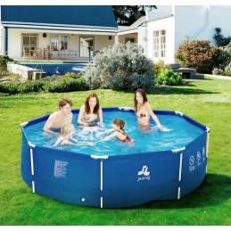 Karkasinis baseinas 300x76cm su pompa, apvalus išsiplėtimas baseinas su plieniniu rėmu