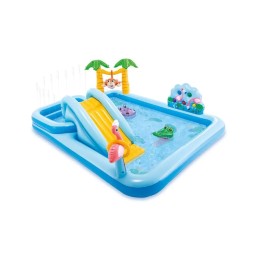 Stačiakampio formos pripučiamas baseinas vaikams žaidimų aikštelėje 257x216 čiuožyklų komplektas