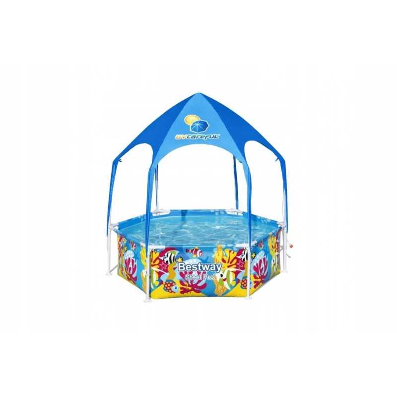 Bestway rėmo baseinas 183x51 purslų šešėlyje bestway