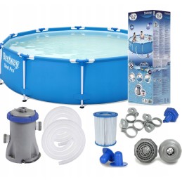 Apaļa rāmja baseina Bestway 366 366x76 sūkņa filtrs 14in1 duraplus