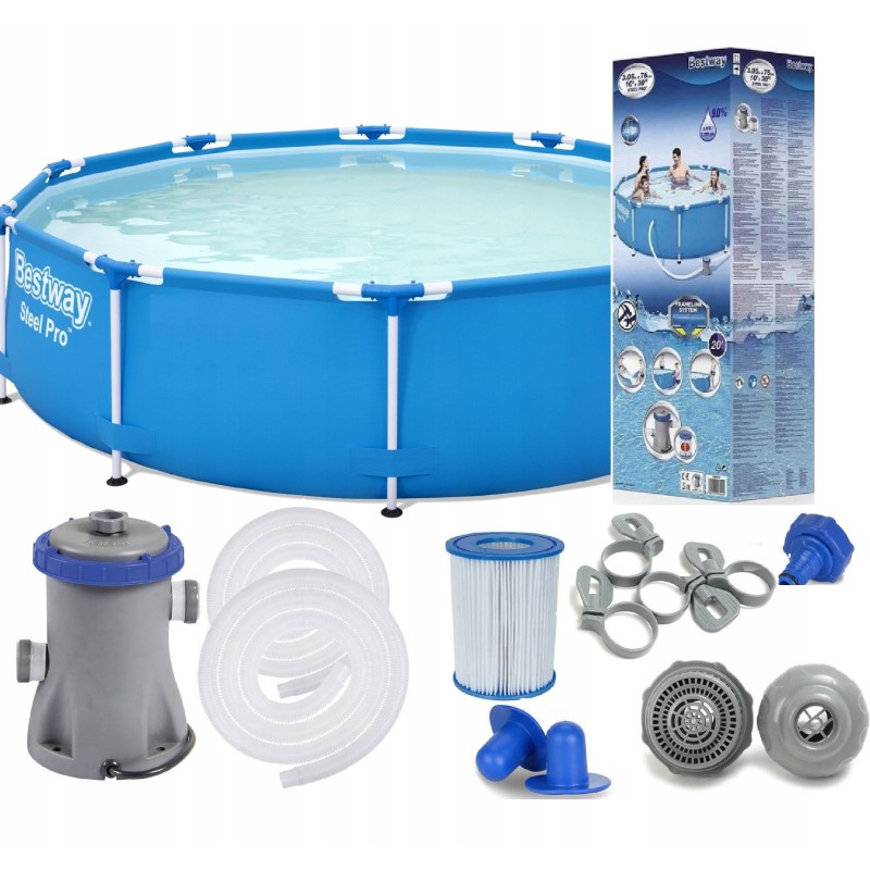 Round frame pool bestway 366 366x76 pump filter 14in1 duraplus