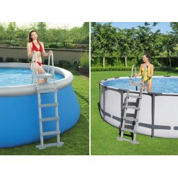 Bestway saugios, neslidžios metalinės baseino kopėčios 132cm 58332