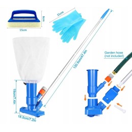 Baseino dulkių siurblys, pilnas baseino valymo rinkinys, teleskopinis stulpas