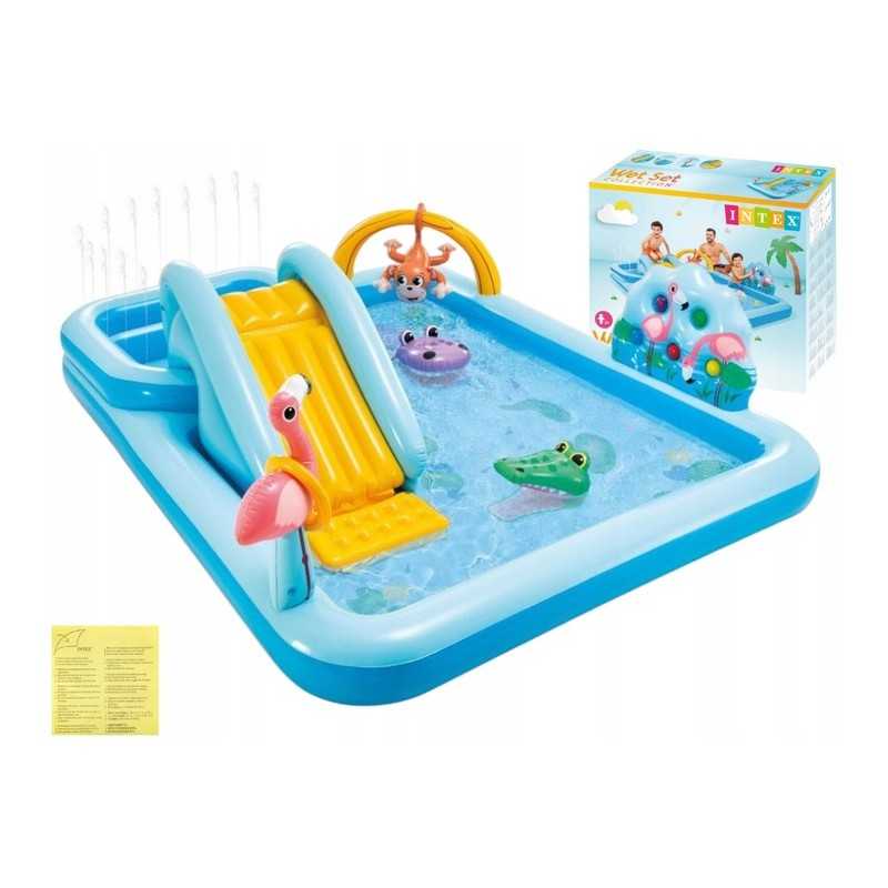 Vaikų baseinas, pripučiama džiunglių zona su vandens čiuožykla, žaidimų centras