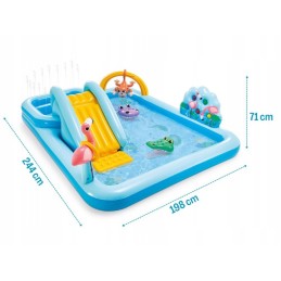 Vaikų baseinas, pripučiama džiunglių zona su vandens čiuožykla, žaidimų centras