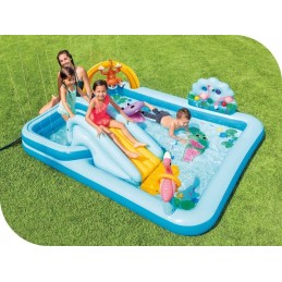 Vaikų baseinas, pripučiama džiunglių zona su vandens čiuožykla, žaidimų centras