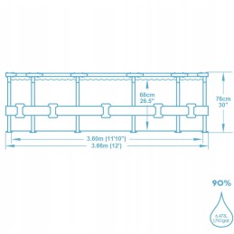 Dārza karkasa baseins 366x76cm bestway 56681 10in1 liels filtra sūknis