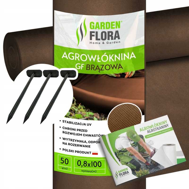 Agrotekstilė piktžolėms gf 0,8x100m ruda nuo piktžolių 50g + smeigtukai