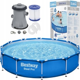 Dārza karkasa baseins 366x76cm bestway 56681 10in1 liels filtra sūknis