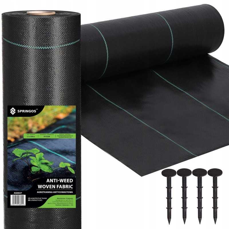 Juoda nuo piktžolių agrotekstilė 70g/m2 + tvirtinimo ankeriai 100vnt