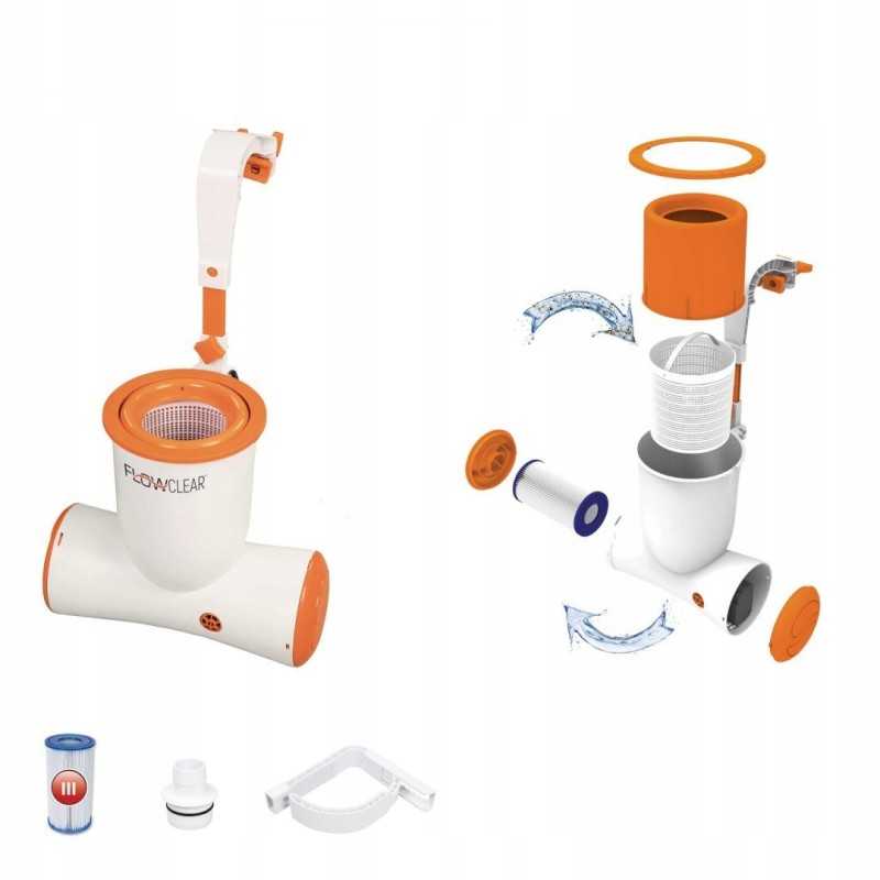 Filtruojantis baseino siurblys su skimmeriu skimatic flowclear 2574l h bestway