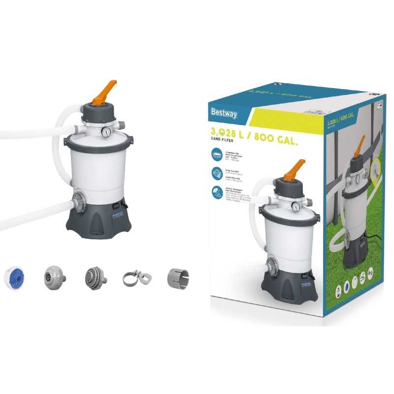 58515 smėlio filtro siurblys baseinams 3028l h bestway žarnų jungtys