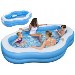 Bestway šeimos pripučiamas baseinas 270x198x51 cm, pripučiami pufai, langas
