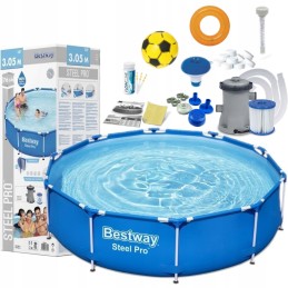Apvalaus rėmo baseinas 305x76 bestway 56679 16in1 didelis su filtro siurbliu