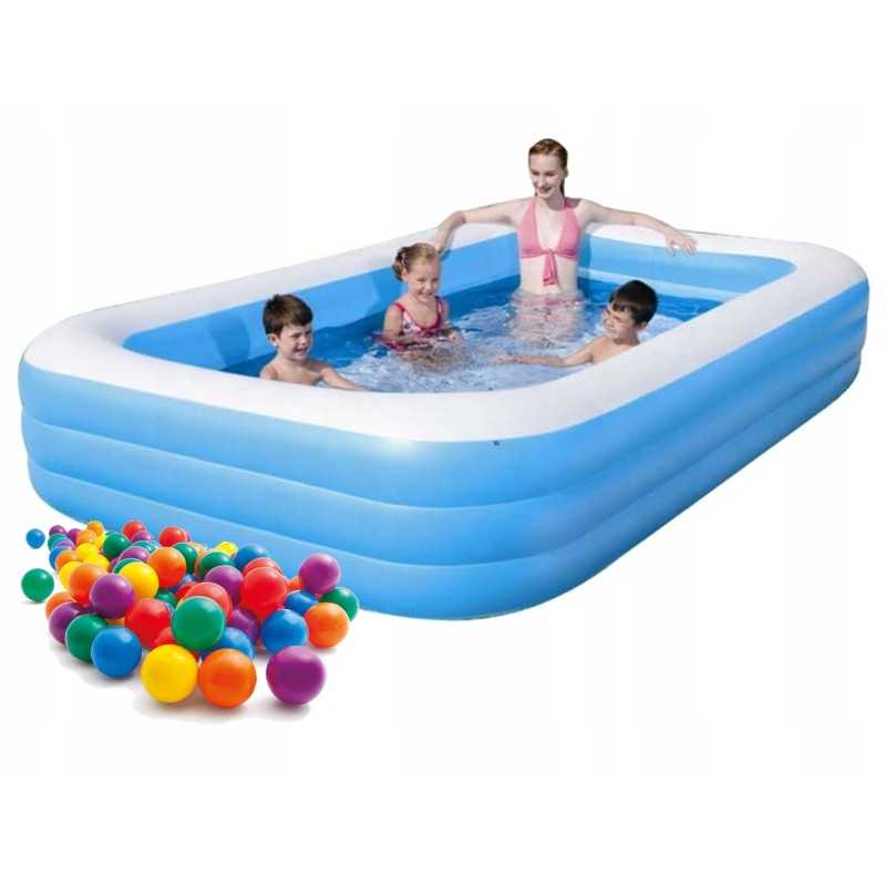 305x183x56cm pripučiamas šeimos baseinas su kamuoliukais