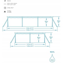 Bestway ristkülikukujuline raamiga bassein 300 x 201 cm