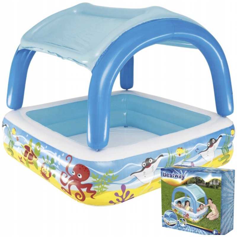 Pripučiamas sodo baseinas su stogeliu vaikams