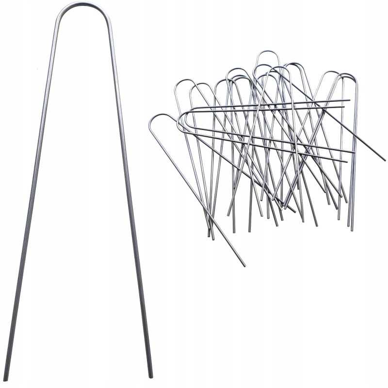 Metaliniai smeigtukai įvairių tipų agrotekstilei, agrotekstilei ir geotekstilei tvirtinti prie žemės, taip pat smeigtukai kurmių