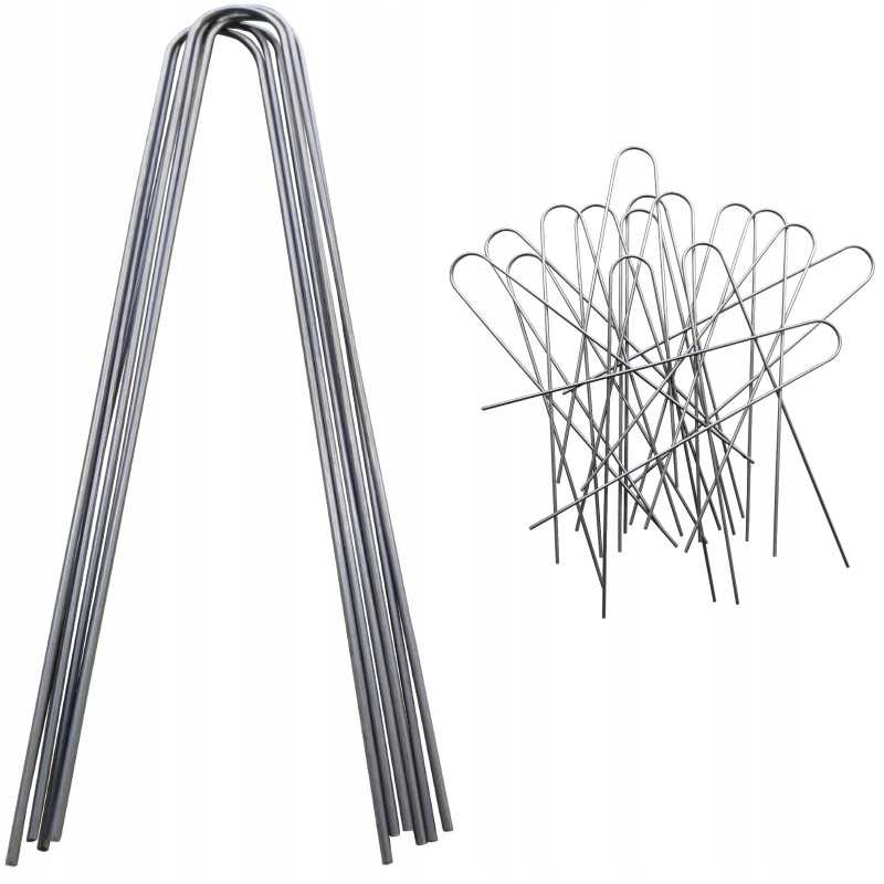 Metaliniai smeigtukai įvairių tipų agrotekstilei, agrotekstilei ir geotekstilei tvirtinti prie žemės, taip pat smeigtukai kurmių