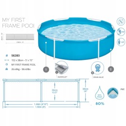 Karkasinis baseinas 152 x 38 cm bestway 56283 irklavimo baseinas