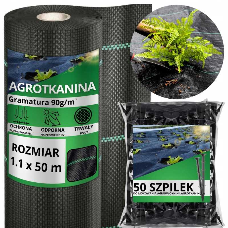 Nuo piktžolių agrotekstilė agrotekstilė 90g juoda 1,1x50m UV 3% vąšeliai