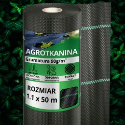 Nuo piktžolių agrotekstilė agrotekstilė 90g juoda 1,1x50m UV 3% vąšeliai
