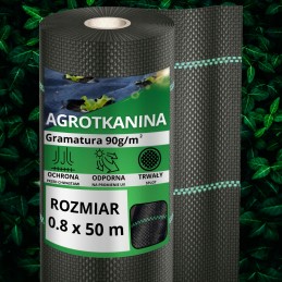 Nuo piktžolių agrotekstilė agrotekstilė 90g juoda 0,8x50m UV 3% kaiščiai