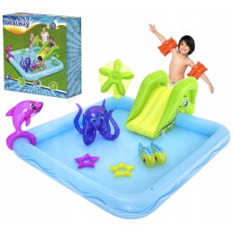 Pripučiama žaidimų aikštelė akvariumo čiuožykla 239 x 206 x 86 cm bestway 3 metai