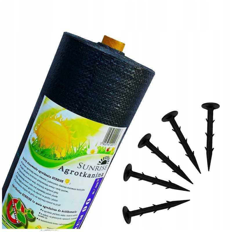 ▶juoda nuo piktžolių agrotekstilė agrotekstilė 0,6x100m + kaiščiai