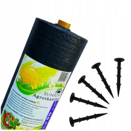 ▶juoda nuo piktžolių agrotekstilė agrotekstilė 0,6x100m + kaiščiai