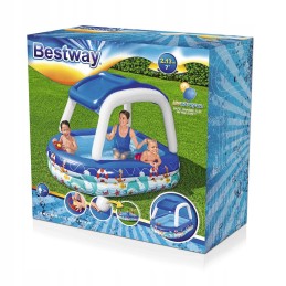Vaikiškas pripučiamas šeimyninis sodo baseinas bestway 213x155x132 cm stogas