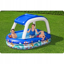 Vaikiškas pripučiamas šeimyninis sodo baseinas bestway 213x155x132 cm stogas