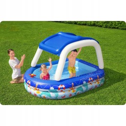 Vaikiškas pripučiamas šeimyninis sodo baseinas bestway 213x155x132 cm stogas